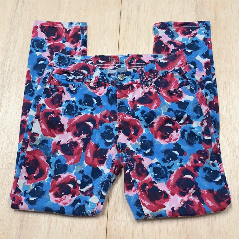 Nd weekend 4p colorful floral artistic jeans curvy straight
